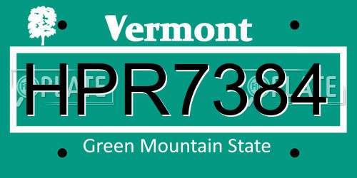 HPR7384 Vermont License Plate