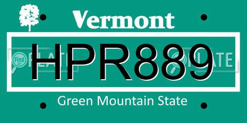 HPR889 Vermont License Plate