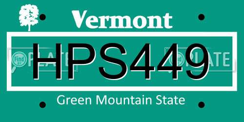 HPS449 Vermont License Plate