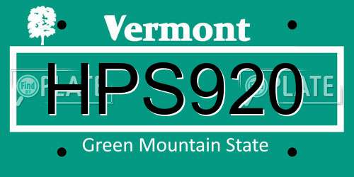 HPS920 Vermont License Plate