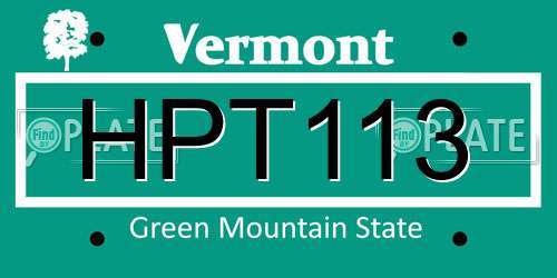 HPT113 Vermont License Plate