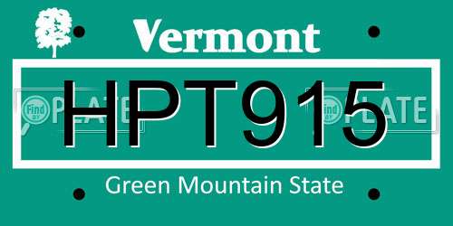 HPT915 Vermont License Plate