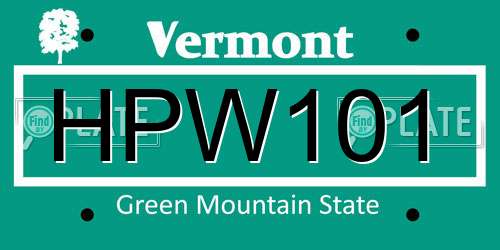 HPW101 Vermont License Plate