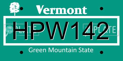 HPW142 Vermont License Plate