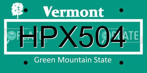 HPX504 Vermont License Plate