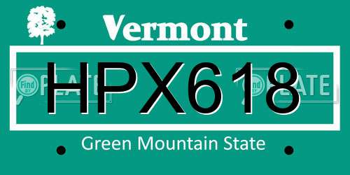 HPX618 Vermont License Plate