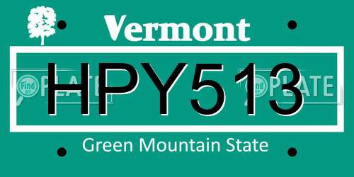 HPY513 Vermont License Plate