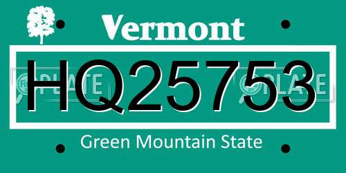 HQ25753 Vermont License Plate