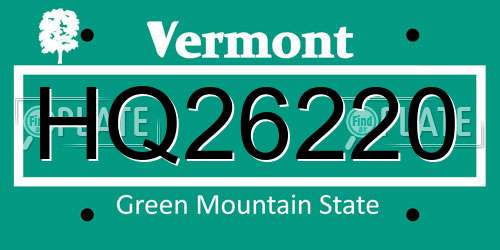 HQ26220 Vermont License Plate