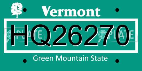 HQ26270 Vermont License Plate