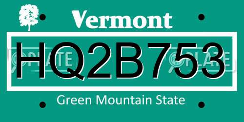 HQ2B753 Vermont License Plate