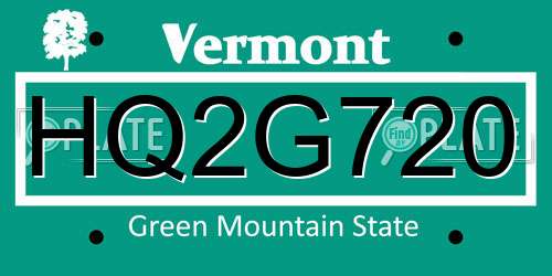HQ2G720 Vermont License Plate