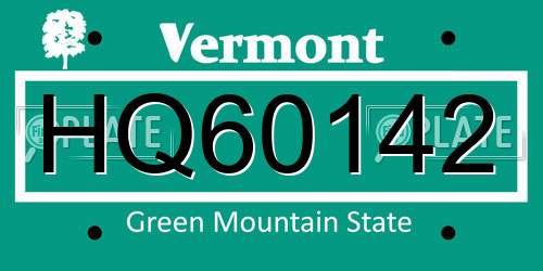 HQ60142 Vermont License Plate