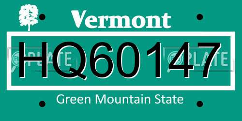 HQ60147 Vermont License Plate