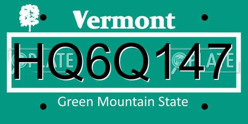 HQ6Q147 Vermont License Plate