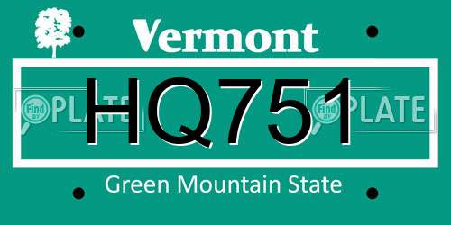HQ751 Vermont License Plate