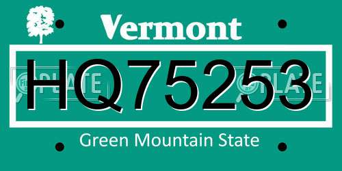 HQ75253 Vermont License Plate