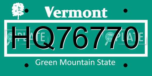 HQ76770 Vermont License Plate