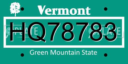 HQ78783 Vermont License Plate