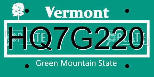 HQ7G220 Vermont License Plate