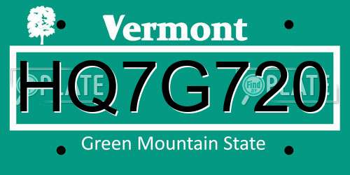 HQ7G720 Vermont License Plate
