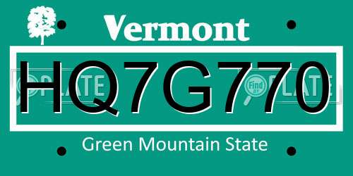 HQ7G770 Vermont License Plate