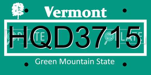 HQD3715 Vermont License Plate