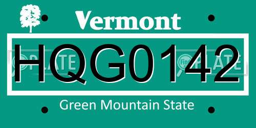HQG0142 Vermont License Plate