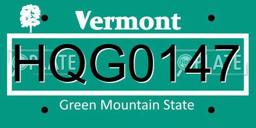 HQG0147 Vermont License Plate