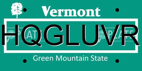 HQGLUVR Vermont License Plate