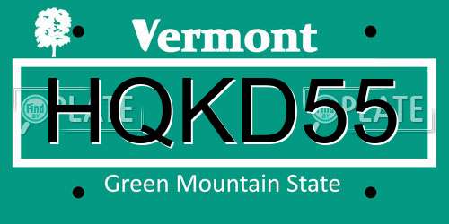 HQKD55 Vermont License Plate