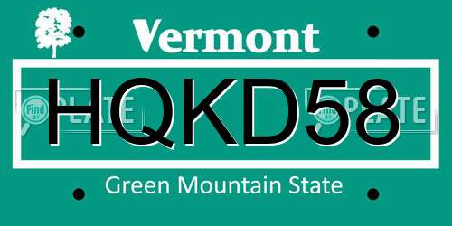 HQKD58 Vermont License Plate