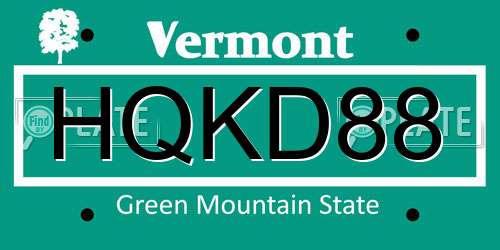 HQKD88 Vermont License Plate