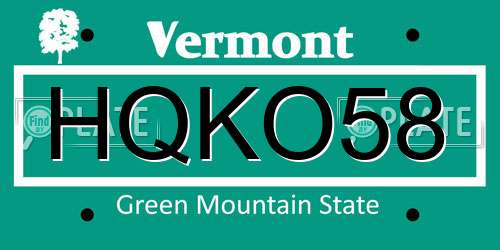 HQKO58 Vermont License Plate