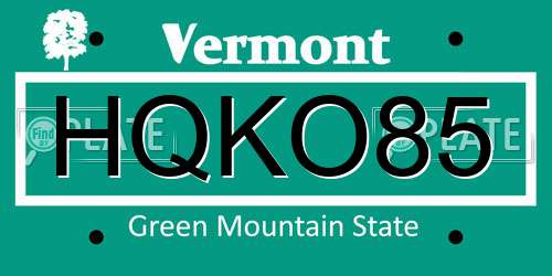 HQKO85 Vermont License Plate