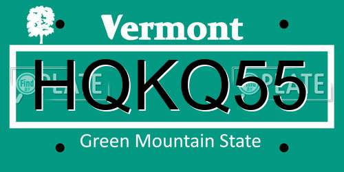 HQKQ55 Vermont License Plate
