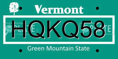 HQKQ58 Vermont License Plate