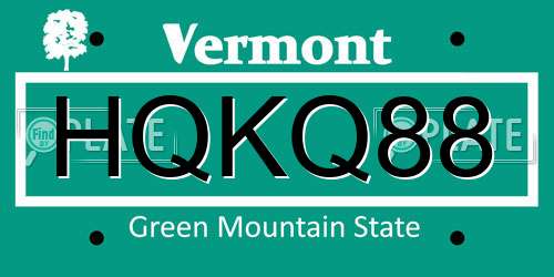 HQKQ88 Vermont License Plate