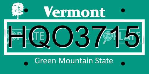 HQO3715 Vermont License Plate