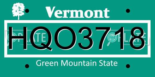 HQO3718 Vermont License Plate
