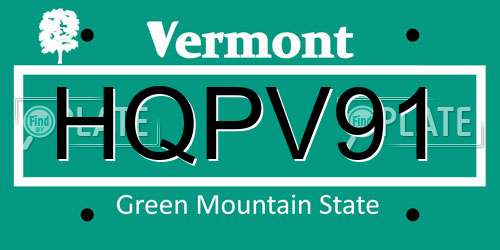 HQPV91 Vermont License Plate