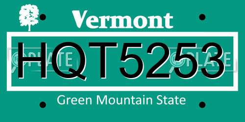 HQT5253 Vermont License Plate