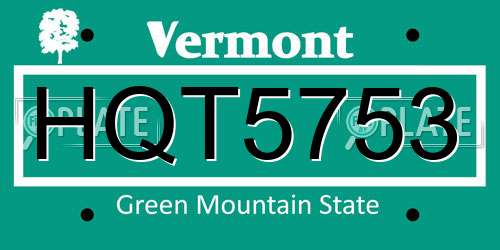 HQT5753 Vermont License Plate