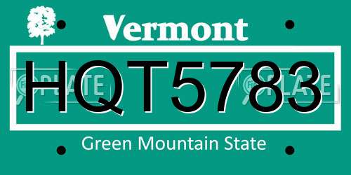 HQT5783 Vermont License Plate