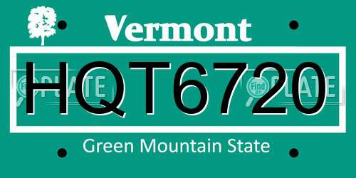 HQT6720 Vermont License Plate