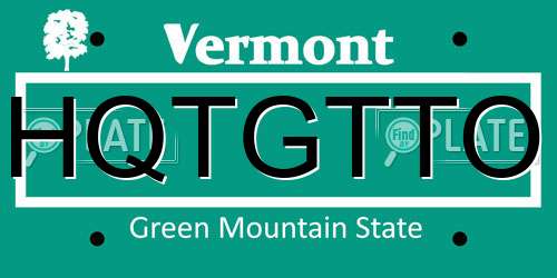 HQTGTTO Vermont License Plate
