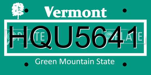 HQU5641 Vermont License Plate