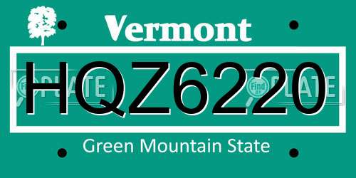 HQZ6220 Vermont License Plate