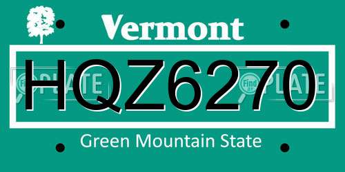 HQZ6270 Vermont License Plate