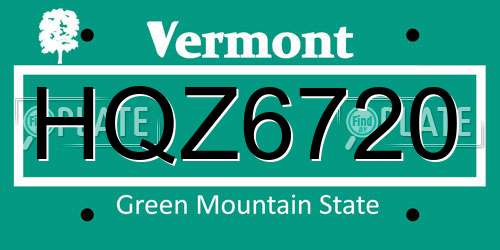 HQZ6720 Vermont License Plate